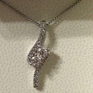 14k white gold 1/2 carat diamonds Ever Us necklace